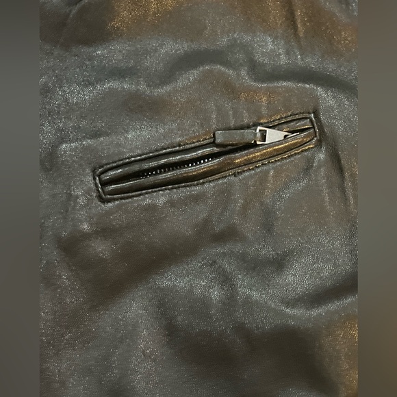 Calvin Klein Black Leather Jacket coat Size Large - Picture 5 of 13